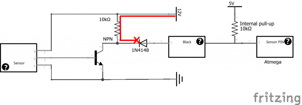 Current flow when the sensor is open